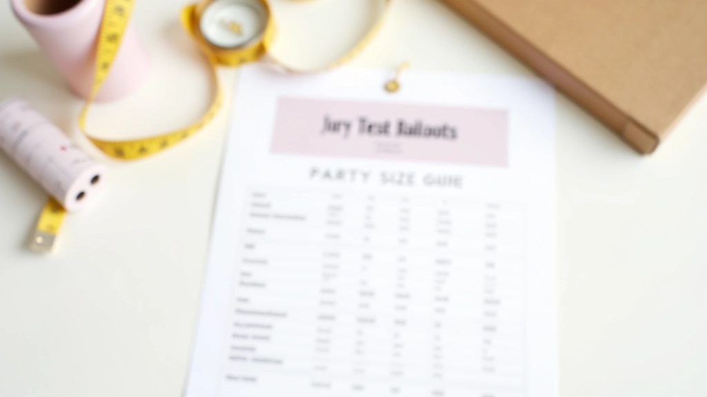 Measuring tape and size guide displayed against white background with balloon arch reference